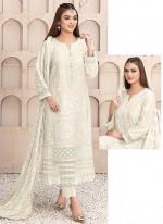 Faux Georgette White Eid Wear Embroidery Work Pakistani Suit